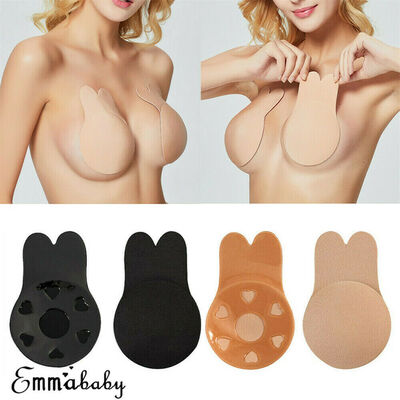 

Womens Strapless Invisible Bra Backless Self-Adhesive Push Up Bras Black Nude