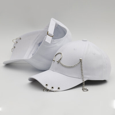 

New Cap Female Korean Chaopai Joker Student Stars with Spring&Summer Street Iron Ring Hip Hop Baseball Cap Male