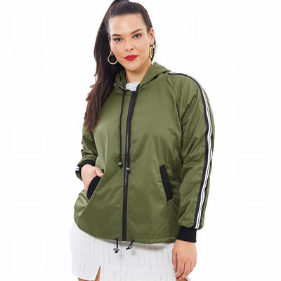 

Hooded Jacket Large Size Striped Long Sleeve Loose light Jacket