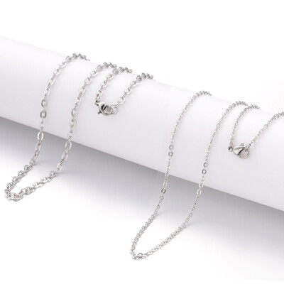 

304 Stainless Steel Necklace Making Cable Chains with Lobster Clasps Stainless Steel Color 1969"500mm 2mm 236"600mm 2