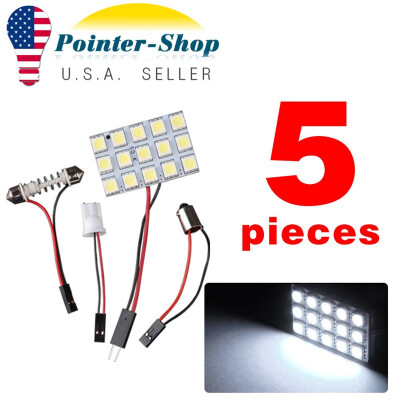 

5X White LED 5050 15SMD Panel Festoon T10 BA9S Adapter Interior Reading Light