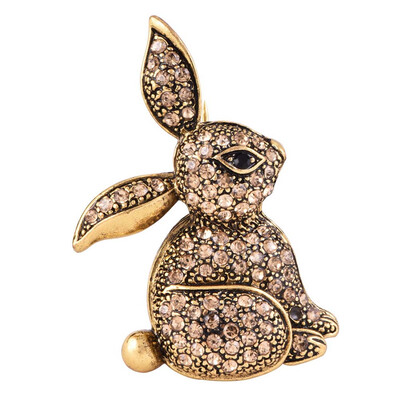 

2019 Charming New Cute Women Ladies Fashion Jewelry Gold Crystal Rabbit Brooch Diamante Bunny Brooch Mothers Day Gifts