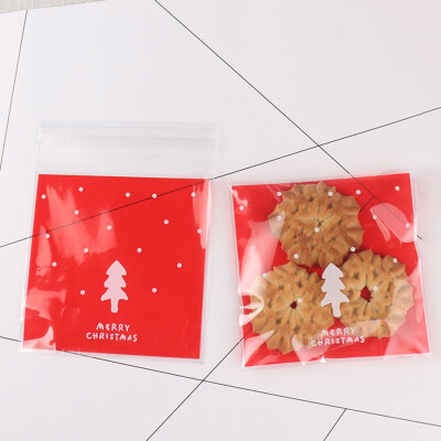 

100Pcs New Christmas Santa Claus Baking Package Biscuit Bag Candy Bag Cookie Bag Snowman Plastic Seal Bag Self-Adhesive Bag