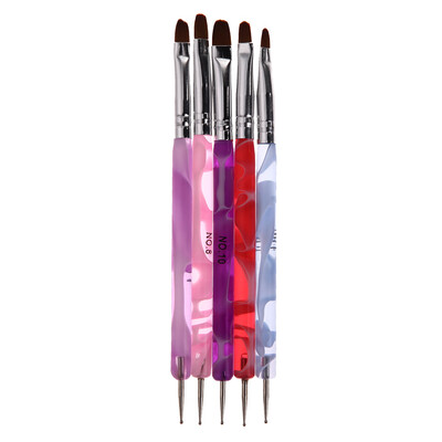 

5PCS 2Way Marbleizing Dotting Manicure Tools Painting Pen Brush Nail Paint