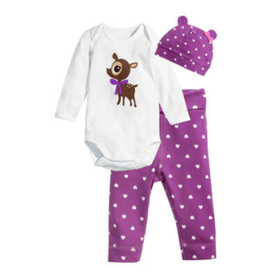 

3pcs Cute Girls Polka Dot Clothes Set Autumn Baby Rompers Pants Hat Outfits