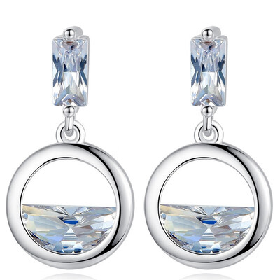 

925 Silver Cubic Zirconia Drop Earrings Wedding Bride Party Jewelry Gifts Fashion Silver Color CZ Eardrop Accessories W44