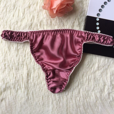 

Men Solid Underwear Sexy Underpants Lingerie Silk Briefs Panties Low Rise Thongs