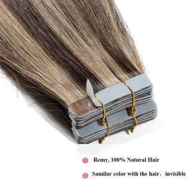 

Tape in Human Hair Extensions Highlight Balayage Long Straight Seamless Skin Weft Glue in Hairpieces Invisible 40pcs