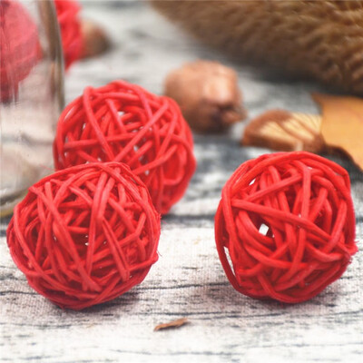

10Pcslot 3cm Artificial Straw Ball For Birthday Party Wedding Decoration Rattan ball Christmas Decor Home Ornament Supplies