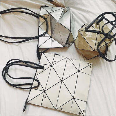 

Variable Shape Geometric Lattice Tote purses PU Leather&Handbags New