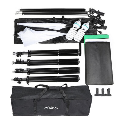 

Andoer Photography Studio Portrait Product Light Lighting Tent Kit Photo Video Equipment 2 135W Bulb2 Bulb Holder2 Reflec