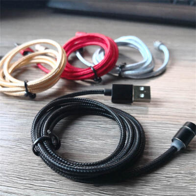 

USB Magnetic Cable 90 Degree Angle Micro USB Type C Lightning Nylon Braided Cord With Led Light-Type-C