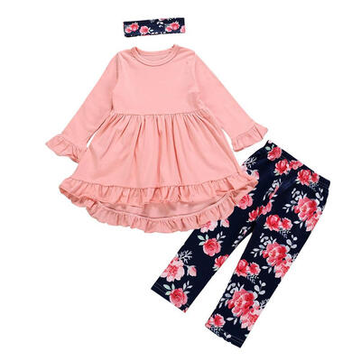

Kids Girls Christmas Outfits Clothes Set 3pcs Irregular Dress Pants Scarf