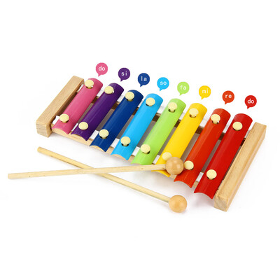 

Kid Wooden 8 Notes Musical Toys Hand Knock Xylophone Educational Toys
