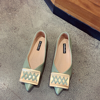 

Fairy wind shoes children summer Korean version fashion 100 pointed metal buckle flat bottom grandmother shoes