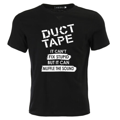 

It CanT Fix Stupid But It Can Muffle The Sound Funny Letter Printed T Shirt Casual Duct Tape O Neck T Shirt Tops For Men