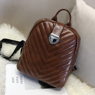 

Double shoulder bag female Yinglun Feng College pu fashion Hong Kong style backpack embroidered line students schoolbag tide