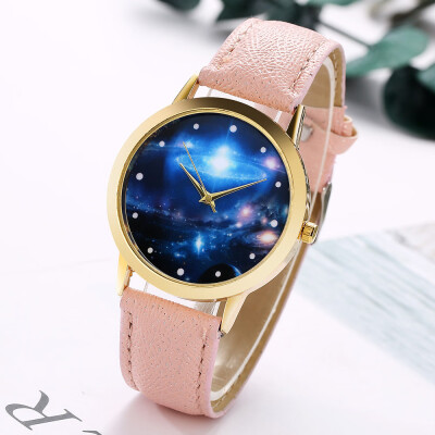 

〖Follure〗Women Fashion Starry Sky Leather Band Analog Quartz Round Wrist Watch Watches BK