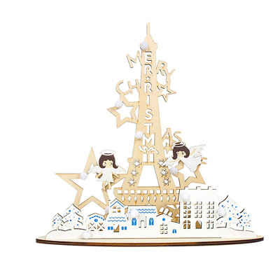 

Tailored Christmas Ornaments Creative Angel Tower Wooden Painted DIY Home Decoration