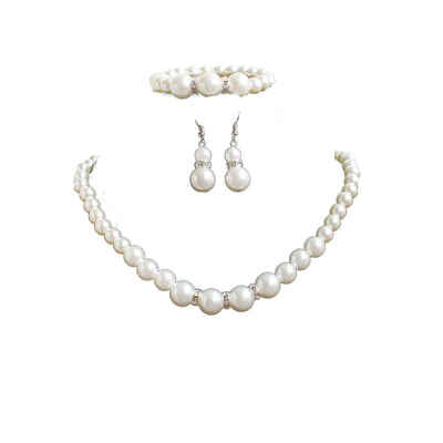 

Wedding Proms Luxury Style Women Pear Necklace Earrings Bracelets Kit Vintage Lady Girl Gift Jewelry Set