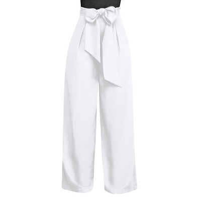 

Womens Ladies Palazzo Wide Leg Trousers High Waist Lace Up Loose Culottes Pants