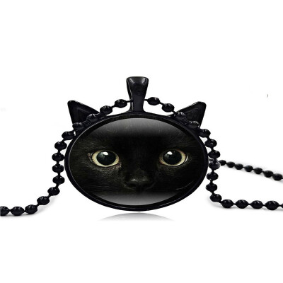 

Fashion Hip-Hop Men\s Black Cat Face Necklace