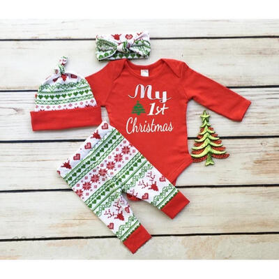 

Newborn Baby Boy Girl T-shirt Long TopsPantsHat Outfit Clothes Bodysuits Xmas