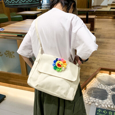 

Ins canvas bag female messenger bag ancient feeling girl college students Joker Korean single shoulder canvas bag