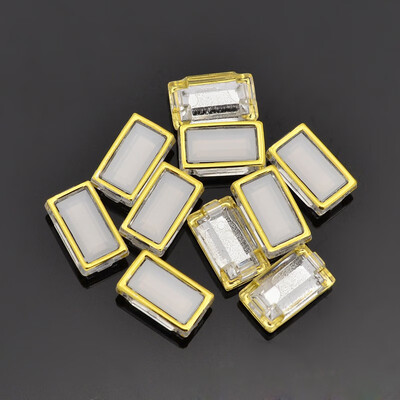 

Sew on Taiwan Acrylic Garment Accessories RectangleWhiteSmokeGolden205x9x6mm Hole 1mm
