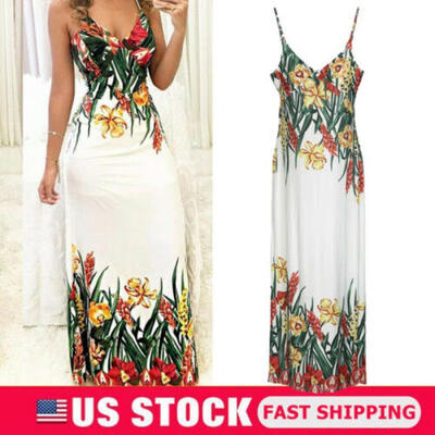 

Women Boho Floral Long Maxi Dress Cocktail Party Holiday Summer Beach Sundress
