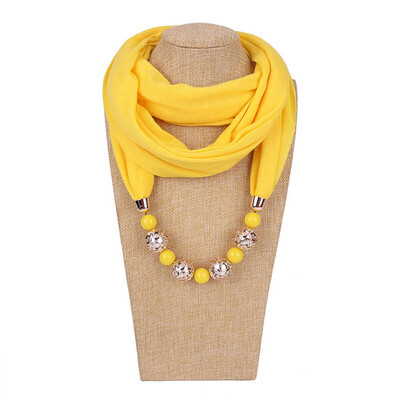 

Retro Ethnic Unique Scarf Necklaces Resin Beads Pendant Neckerchief Statement