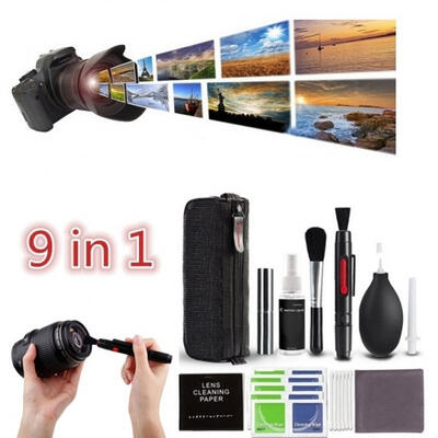 

9 in 1 Lens Cleaning Cleaner Dust Pen Blower Cloth Kit For DSLR VCR Camera FRI