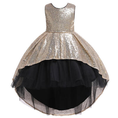 

Sequins Dress Irregular Sleeveless O-neck Children Mesh Princess Dresses