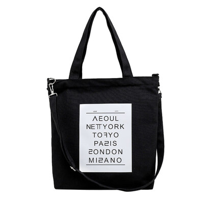 

Fashion Women English Letter Large Capacity Zipper Canvas Crossbody Shoulder Bag