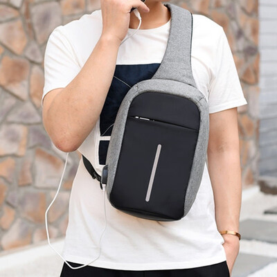 

Male External USB Charge Chest Bags Men Chest Pack Antitheft Travel Crossbody Bag