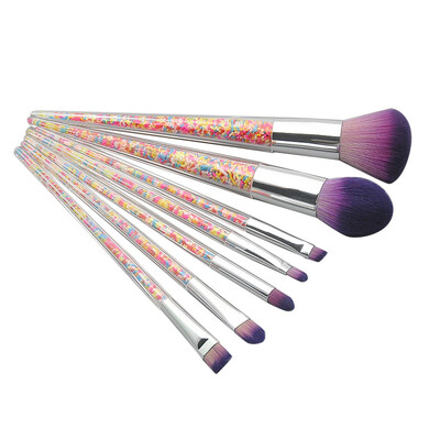 

〖Follure〗7 Pcs Colored Plastic Granule Transparent Handle Cosmetic Brush Set