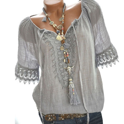 

Starmoon Womens Summer Fashion V-neck Plus Size Loose Tops