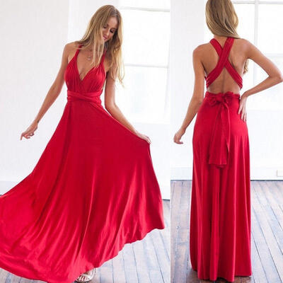 

Ladies Party Sexy Sleeveless Charming Dress Bridesmaid Milk Wire Long Skirt