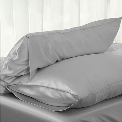 

Solid QueenStandard Silk Satin Pillow Case Bedding Pillowcase Smooth Home