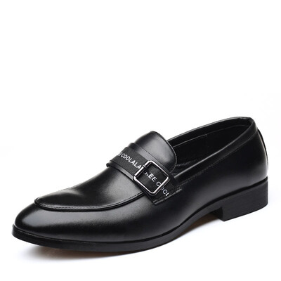 

England small leather shoes male Korean version of the trend of mens casual shoes tide bright face a pedal summer pointed leather shoes B25-A