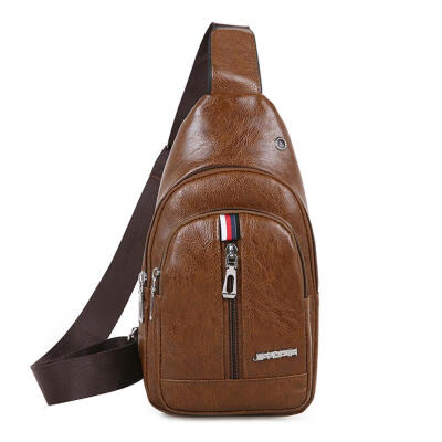

Men Crossbody Messenger Bags PU Leather Male Casual Business Chest Pack