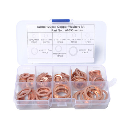 

120PCS 8 Sizes Solid Copper Washers Sump Plug Set Flat Ring Seal Gasket Kit for Boat Crush Washer Hardware Accessories