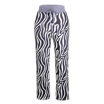 

Womens Trousers Printed Color High Waist Wide-legged Sports Casual Baggy Pants