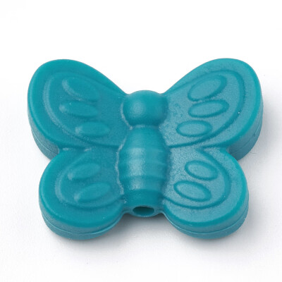 

Food Grade Environmental Silicone Beads Chewing Beads For Teethers DIY Nursing Necklaces Making Butterfly DarkCyan 20x25x6mm