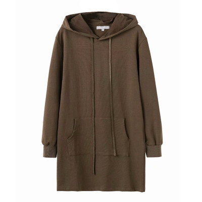 

Long Sweatshirt Women Fashion Casual Solid Color Hoodies Autumn Long Sleeve Hooded Loose Sweatershirt Dress