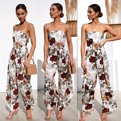 

Women Strapless Clubwear Playsuit Bodysuit Party Jumpsuit Romper Long Trousers