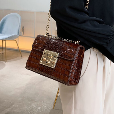 

Retro pouch handbag 2019 new chain bag fashion crocodile pattern shoulder bag wild ins vintage crossbody bag