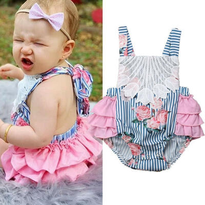 

Toddler Infant Baby Girls Flower Stripe Jumpsuit Romper Clothes Outfits Playsuit