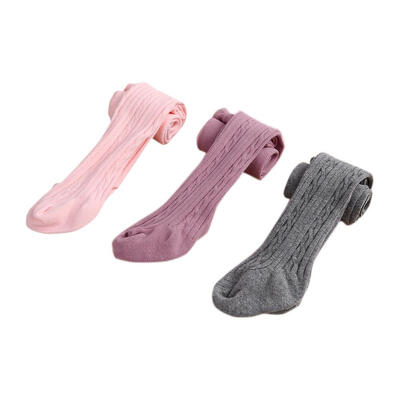 

3pcsset Baby Girls Solid Color Panty-hose Kids Knitted Cotton Stockings