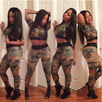 

2pcs Set Women Crop Top Pants Bandage Bodycon Bodysuit Jumpsuit Clubwear Party